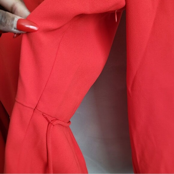 J.Crew Drapey Faux Wrap Top Red NWT Sz 10 Tall Tie Waist - Picture 12 of 14